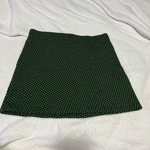 Zara Jacquard Geometric Knit Green & Black Mini Skirt